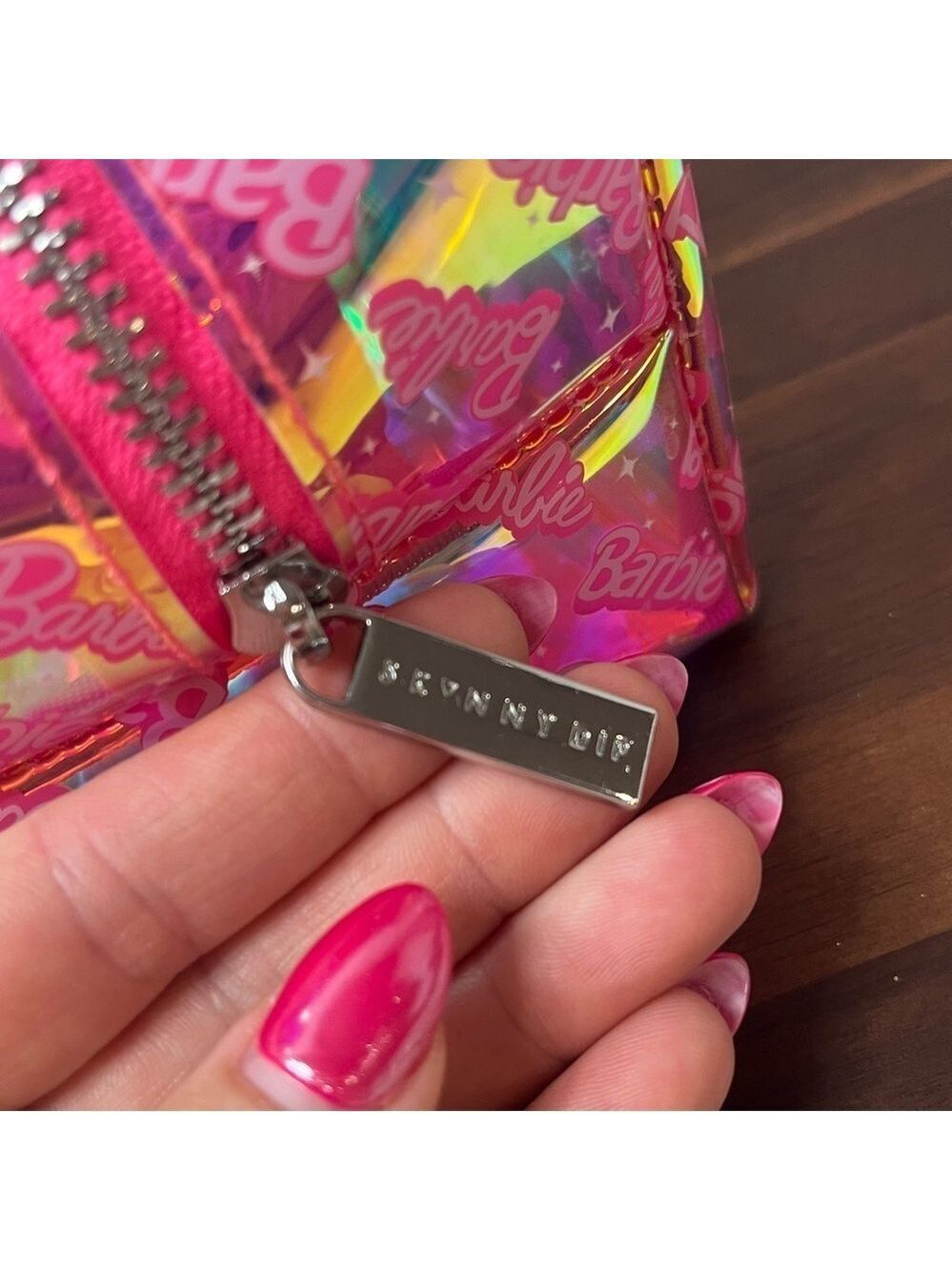 Barbie x SkinnyDip London Pink Iridescent Beauty Zip Case - Picture 5 of 5